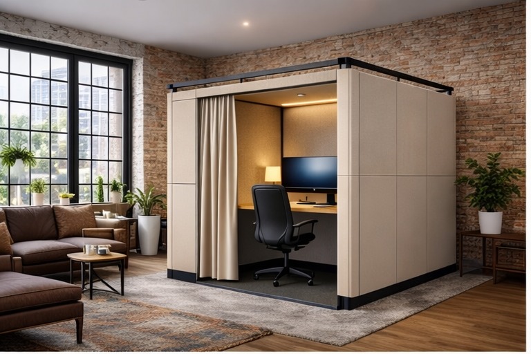 Panl workspace set up in a corner apartment