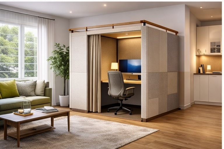 Panl panels set up in a living room corner